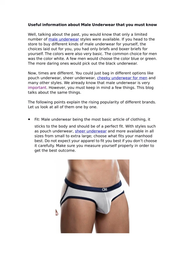 Useful information about Male Underwear that you must know