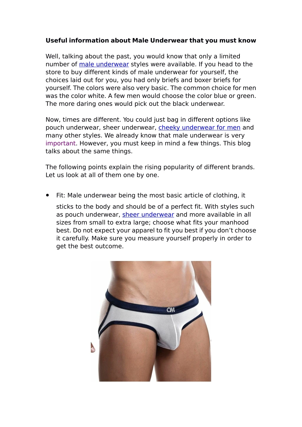 useful information about male underwear that