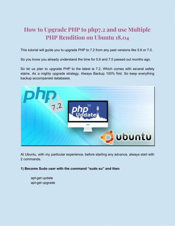How to Upgrade PHP to php7.2 and use Multiple PHP Rendition on Ubuntu 18.04