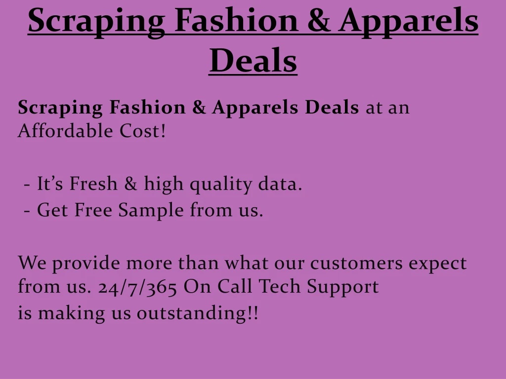 scraping fashion apparels deals
