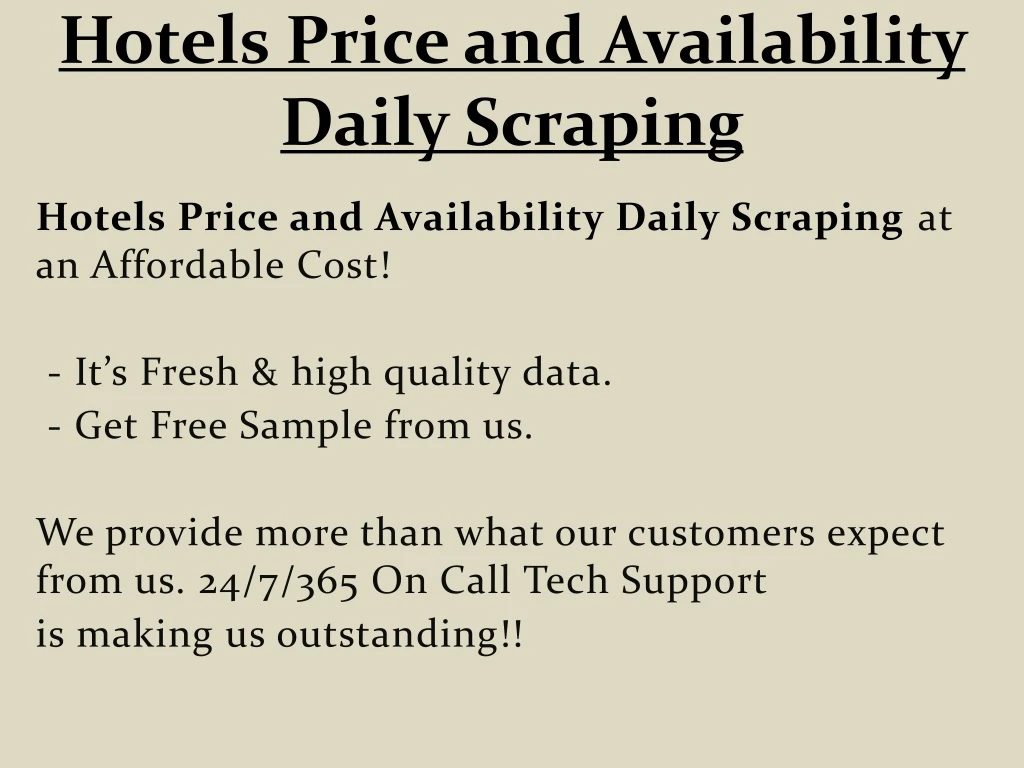 hotels price and availability daily scraping