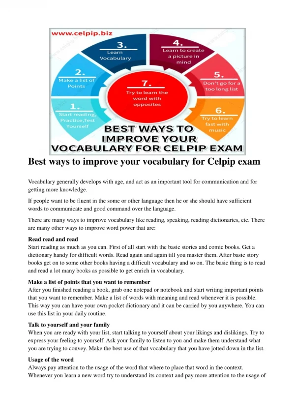 Best ways to improve your vocabulary for Celpip exam