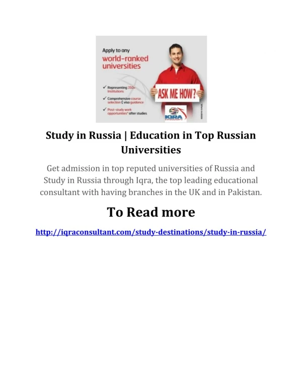 Study in Russia | Education in Top Russian Universities