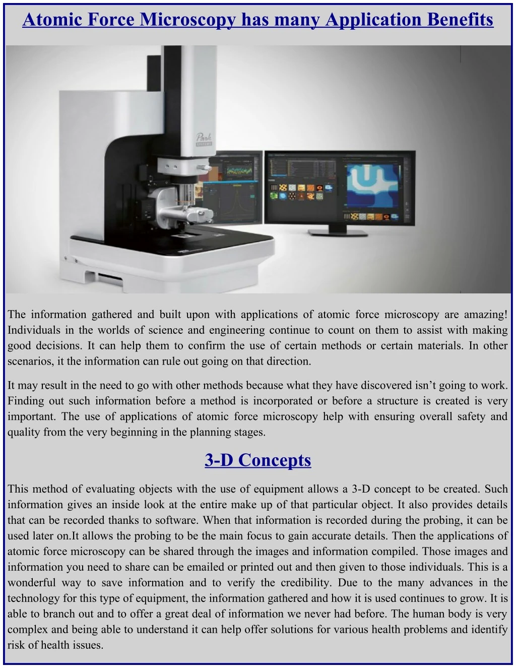 atomic force microscopy has many application