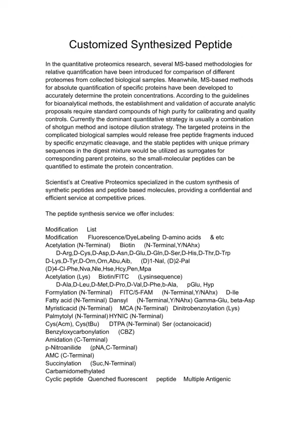 Customized Synthesized Peptide