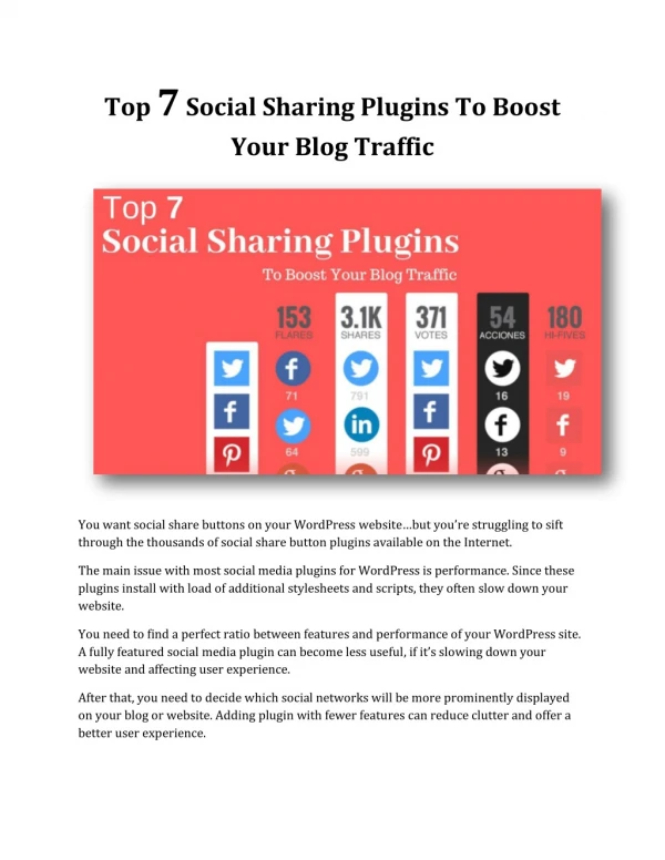 Top 7 Social Sharing Plugins To Boost Your Blog Traffic