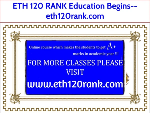 ETH 120 RANK Education Begins--eth120rank.com