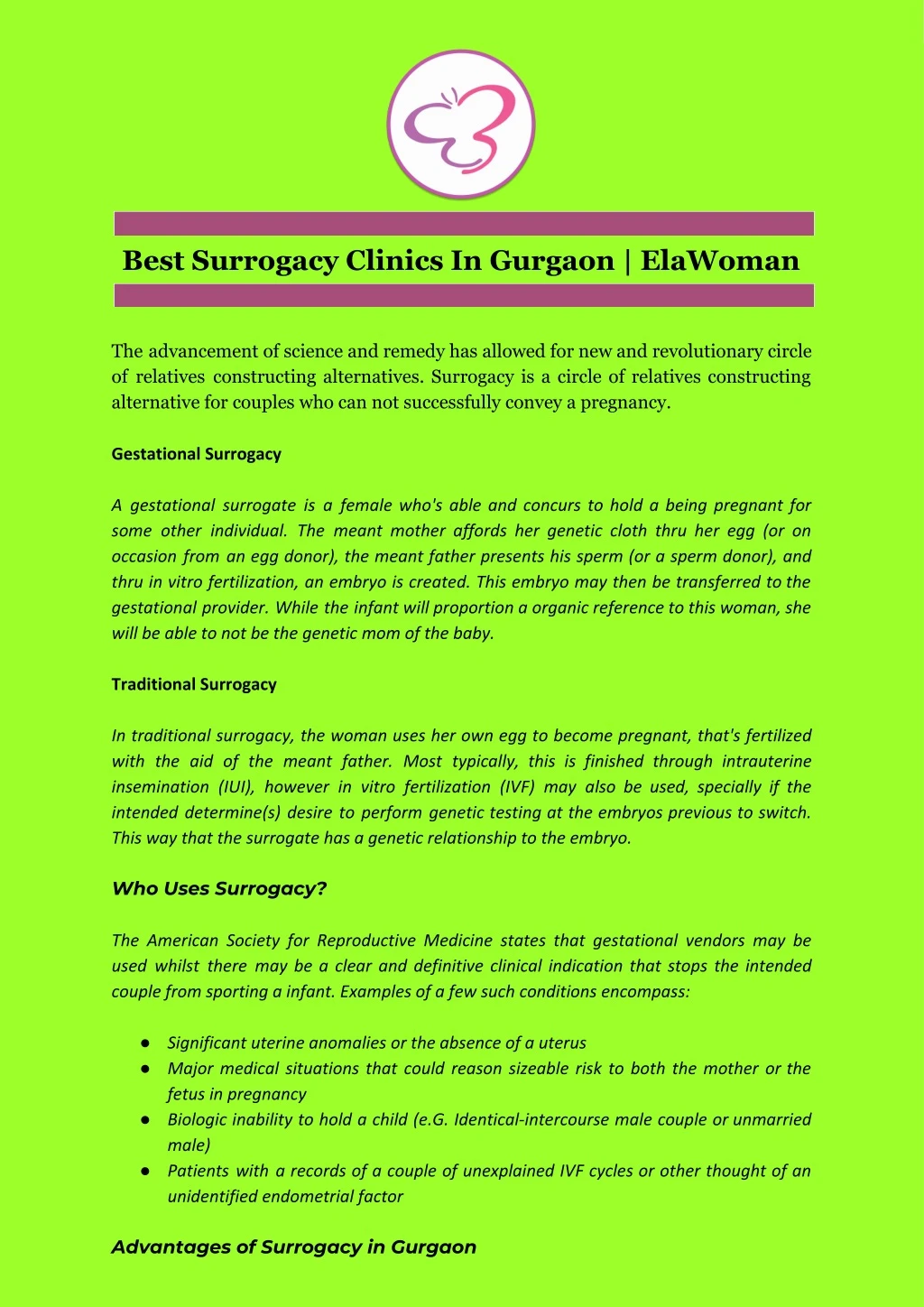 best surrogacy clinics in gurgaon elawoman