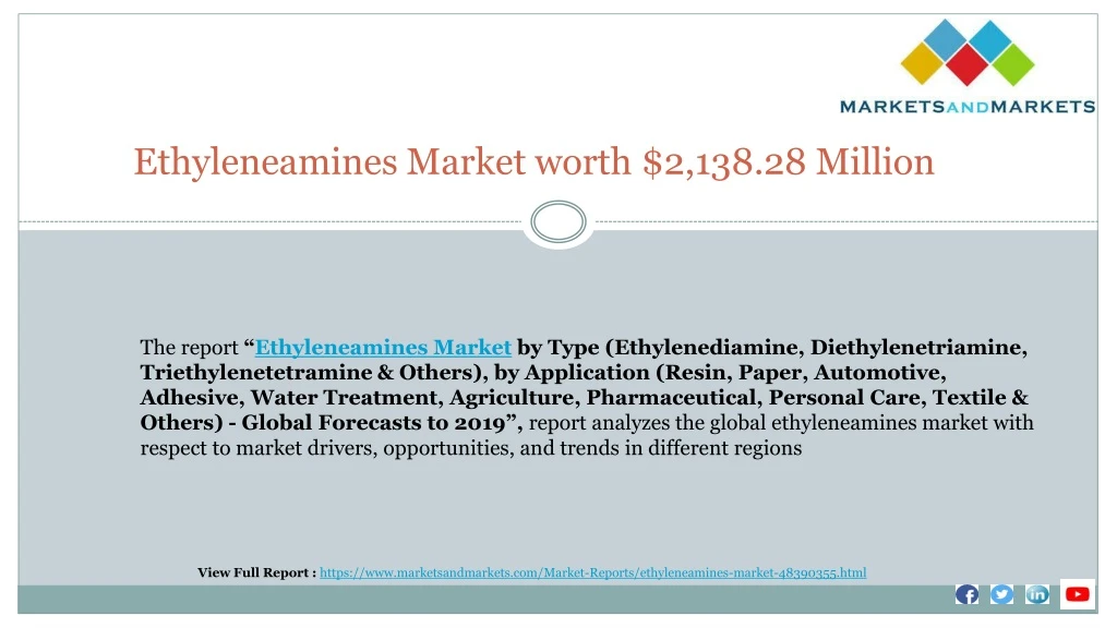ethyleneamines market worth 2 138 28 million