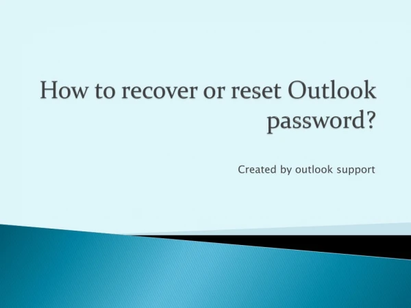 How to recover or reset Outlook password?