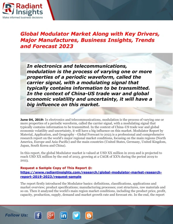 Global Modulator Market – Current Trends and Industry Overview, 2023