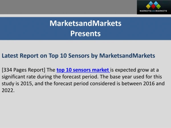 Latest Report on Top 10 Sensors by MarketsandMarkets
