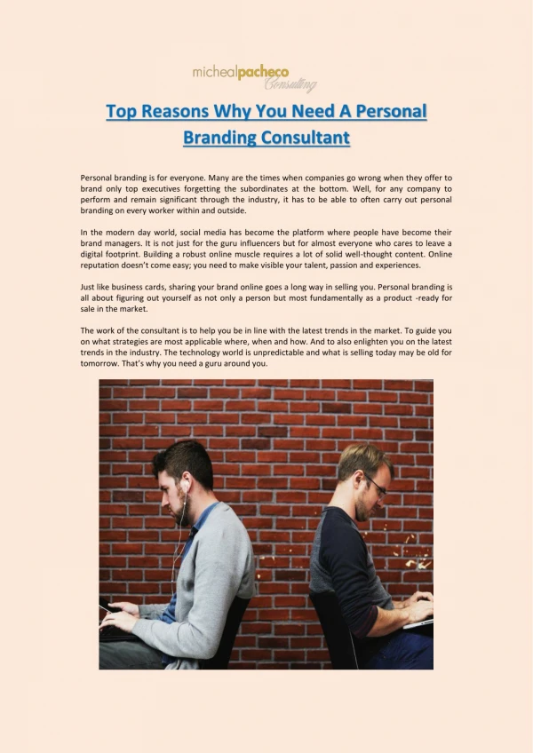 Top Reasons Why You Need A Personal Branding Consultant