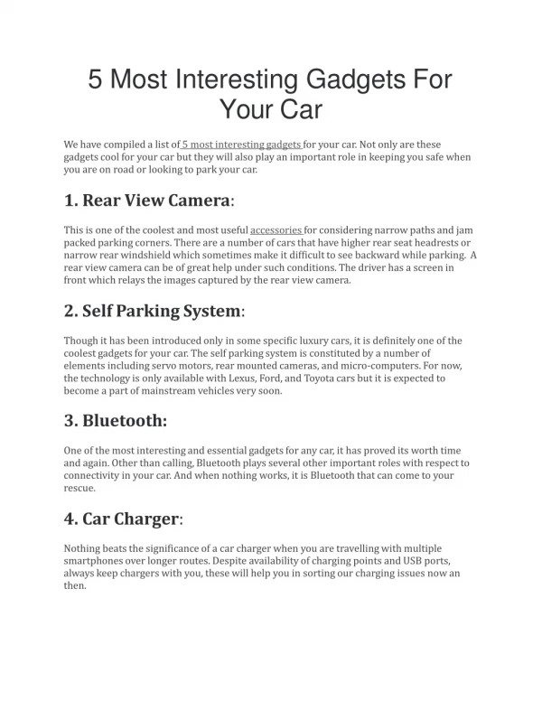 5 Most Interesting Gadgets For Your Car