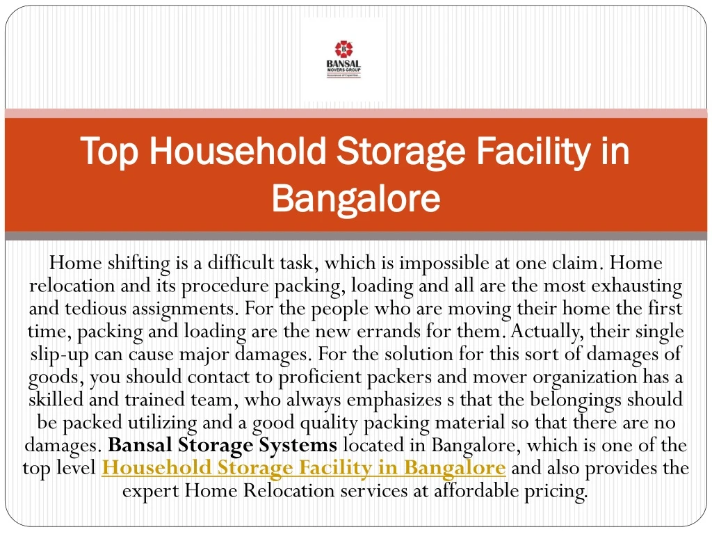 top household storage facility in bangalore