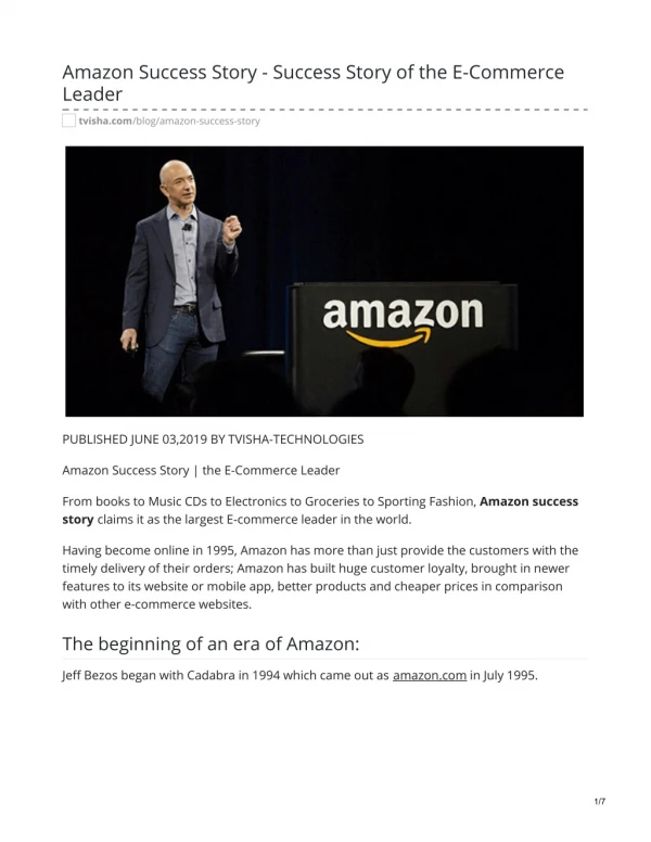 Amazon Success Story - Success Story of the E-Commerce Leader