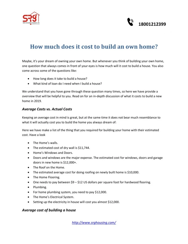 How much does it cost to build an own home?