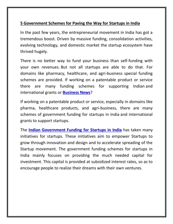 Government Funding for Startups in India