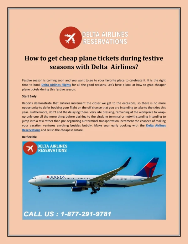 How to get cheap plane tickets during festive seasons with Delta Airlines?