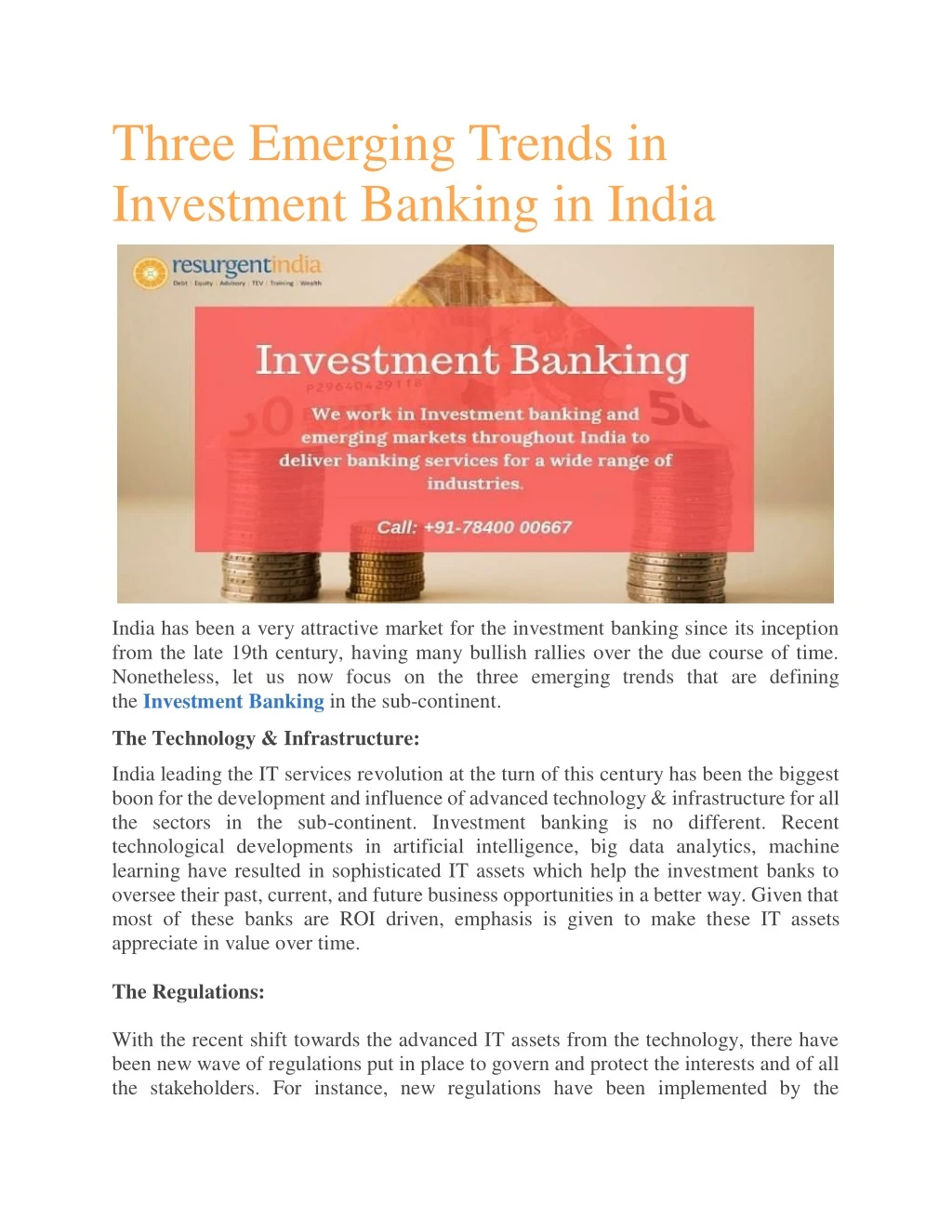 three emerging trends in investment banking