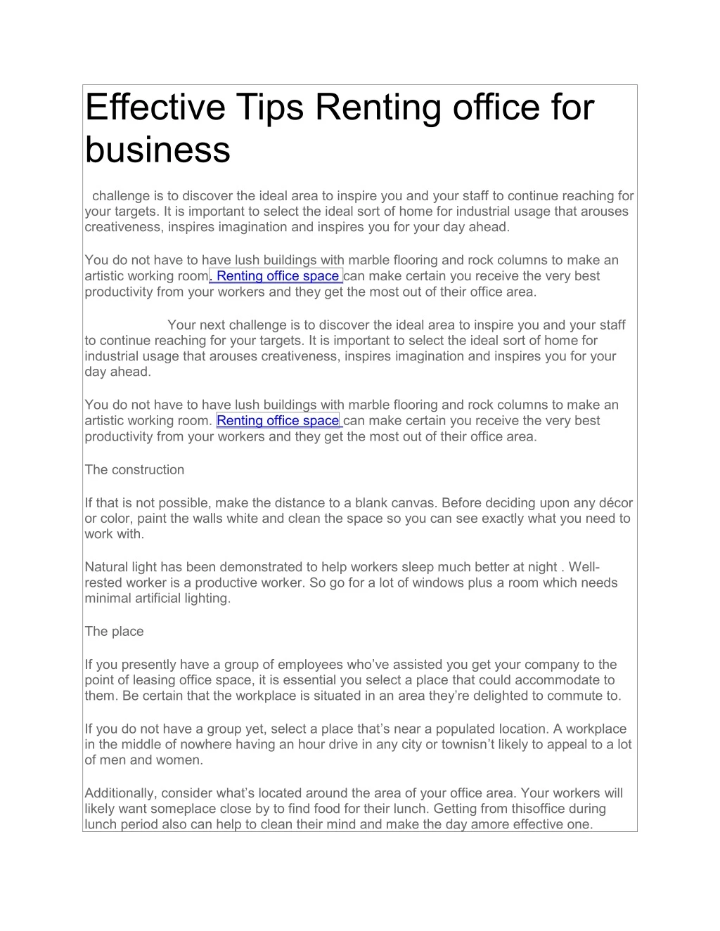 effective tips renting office for business