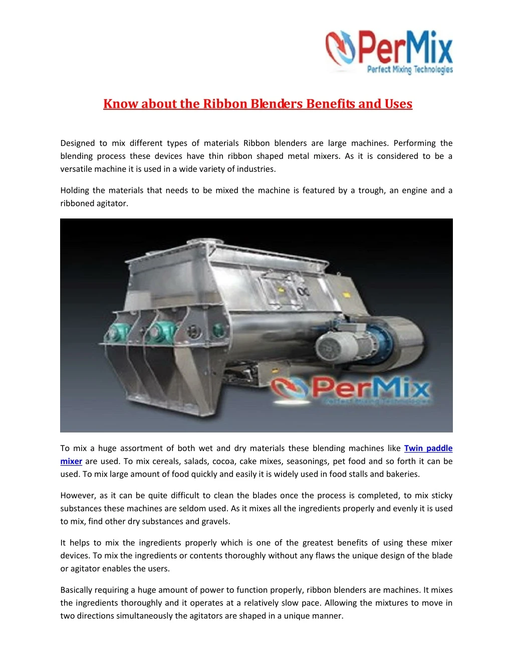 know about the ribbon blenders benefits and uses