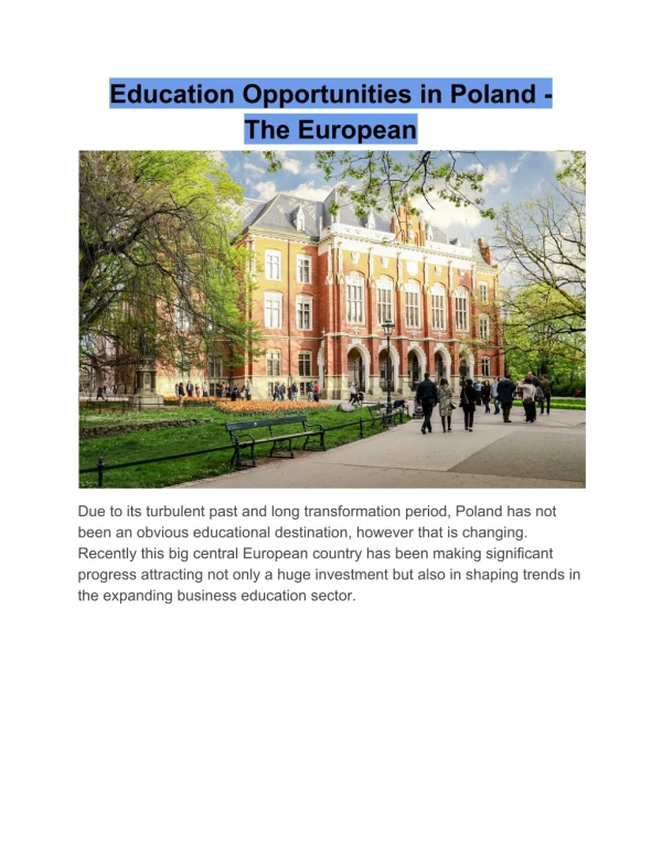 Education Opportunities in Poland - The European
