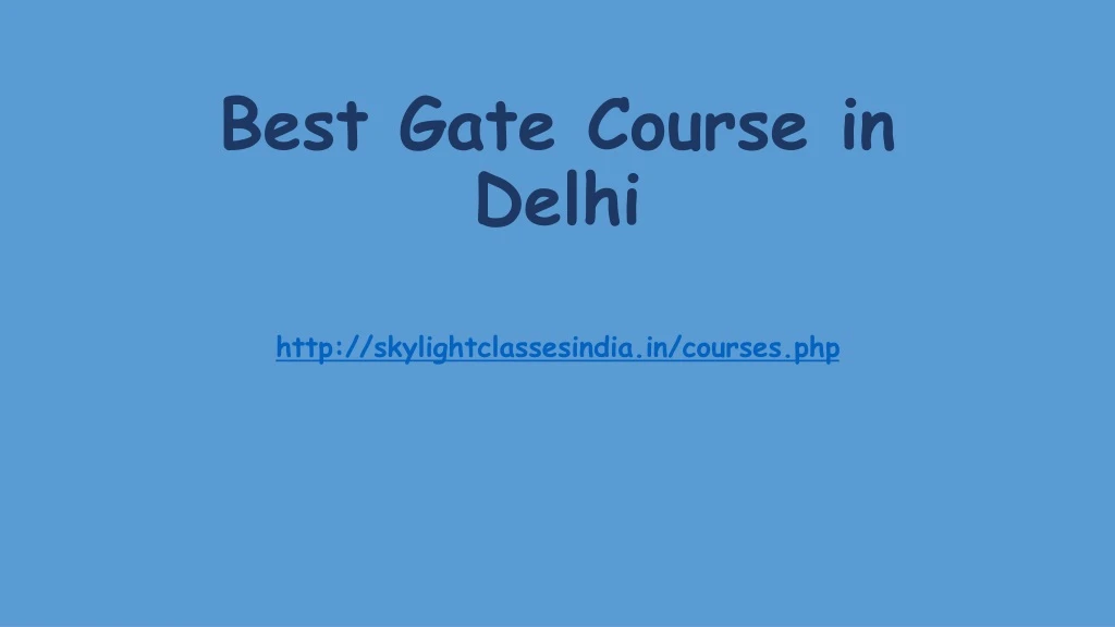 best gate course in delhi