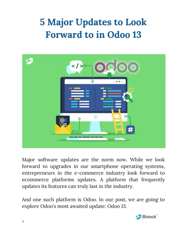 5 Major Updates to Look Forward to in Odoo 13