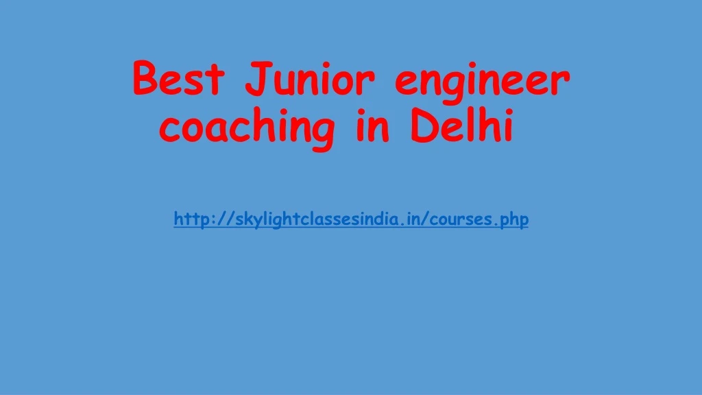 best junior engineer coaching in delhi