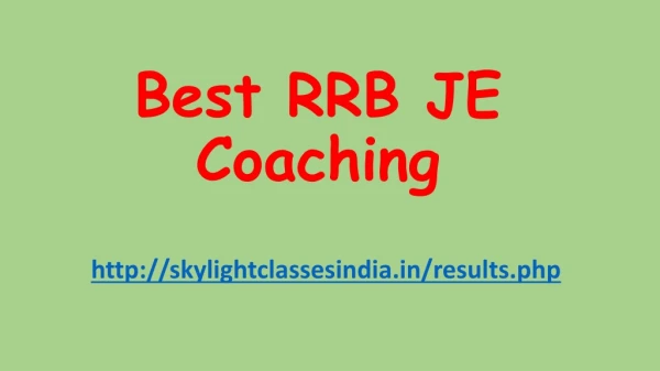 Best Rrb je coaching 