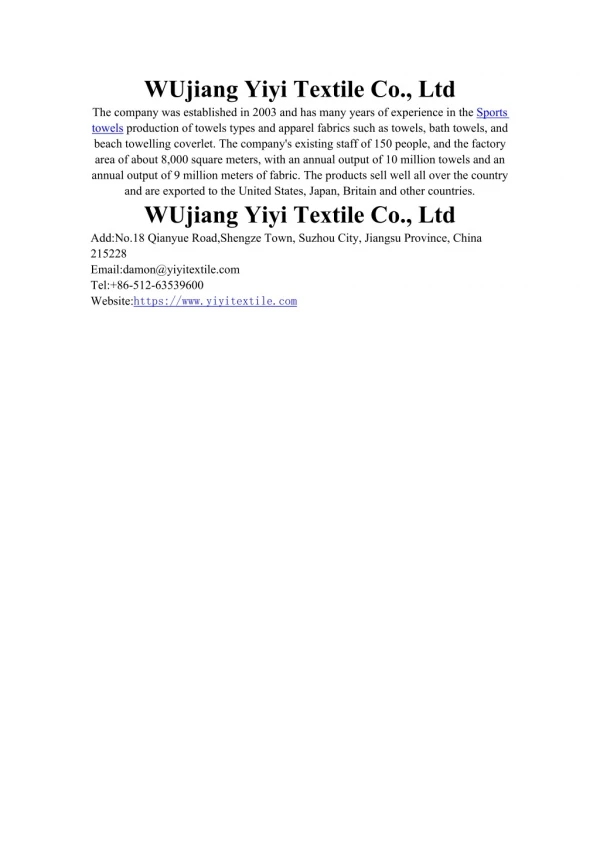 WUjiang Yiyi Textile Co., Ltd,