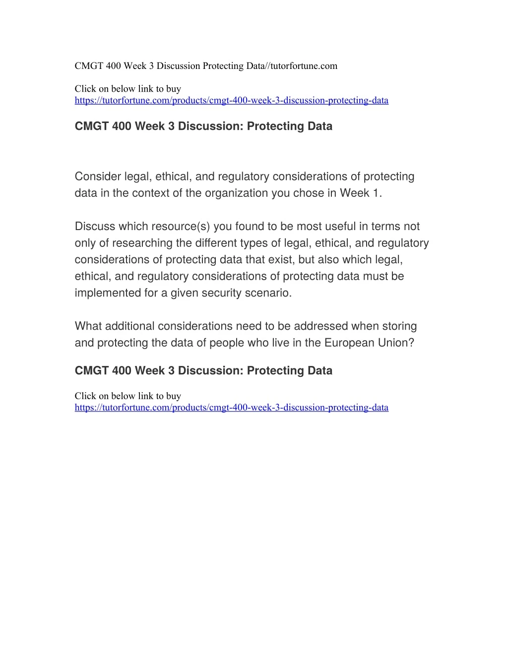cmgt 400 week 3 discussion protecting data