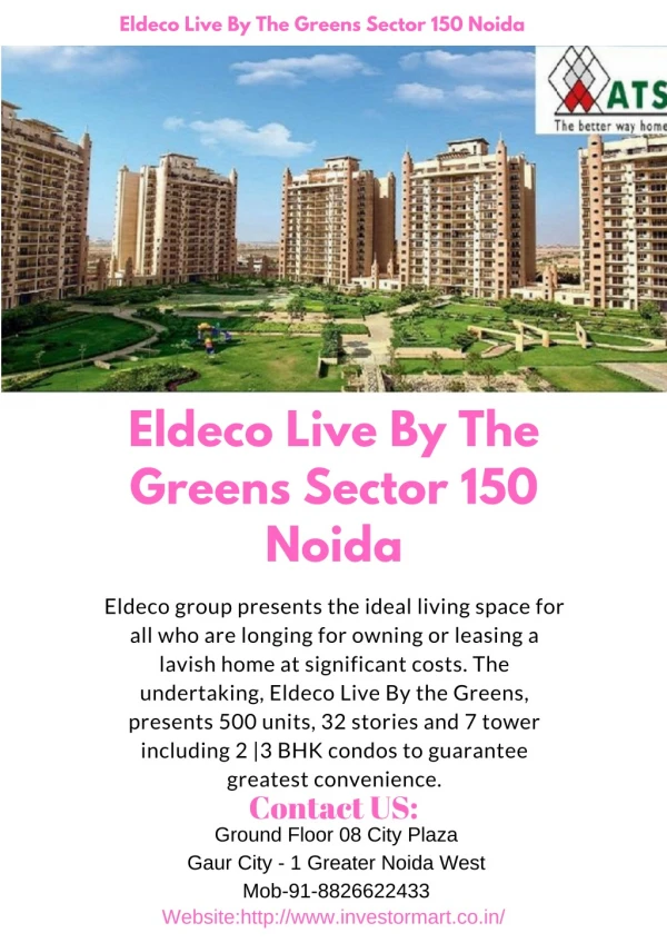 Eldeco Live By The Greens Sector 150 Noida With Floor Plan And Price List