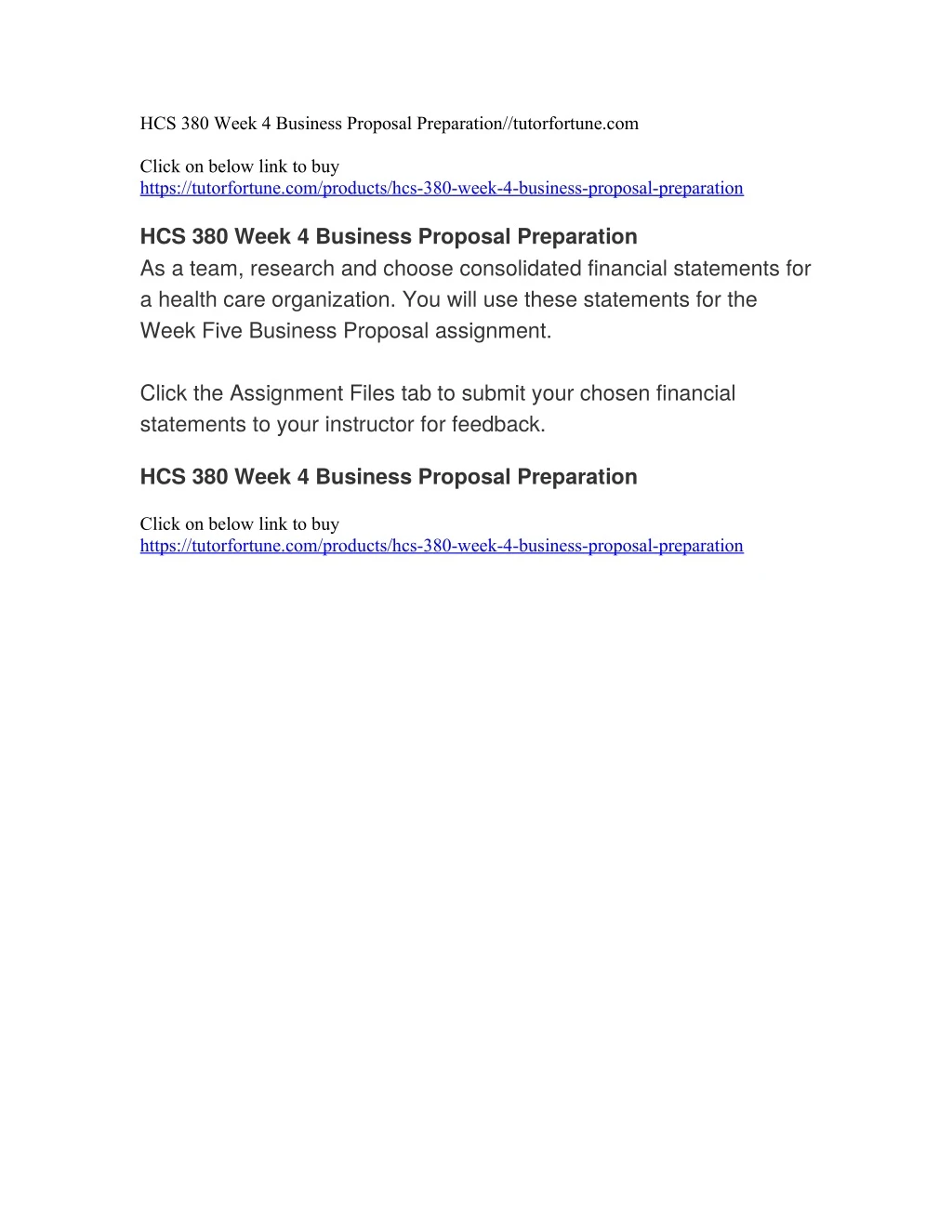 hcs 380 week 4 business proposal preparation