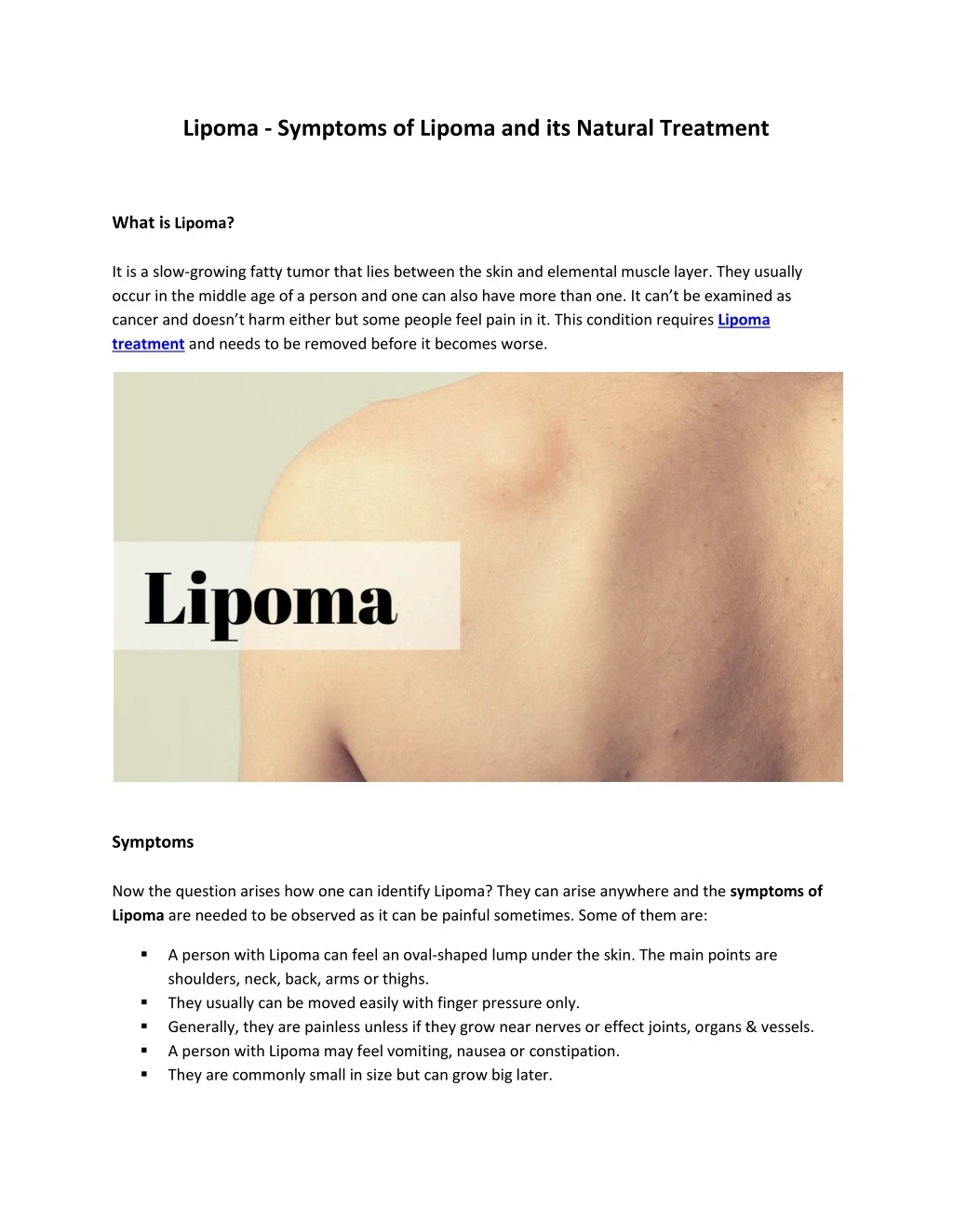 lipoma symptoms of lipoma and its natural