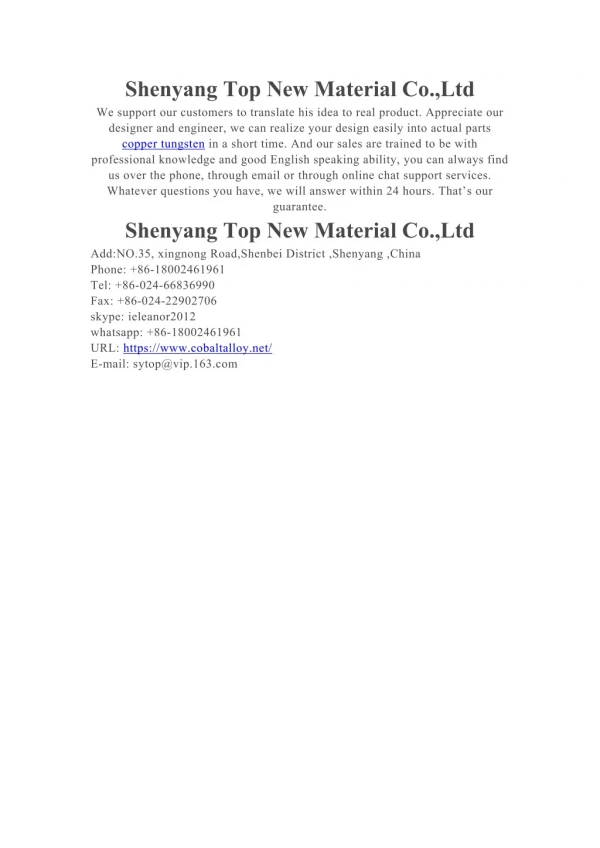 Shenyang Top New Material Co.,Ltd