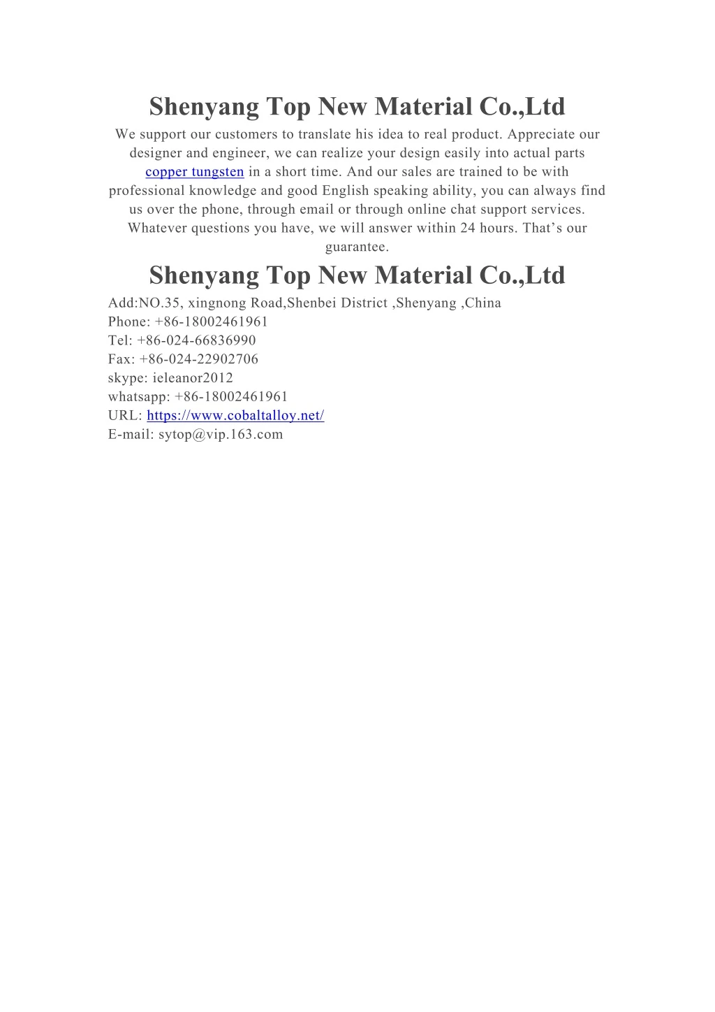 shenyang top new material co ltd we support