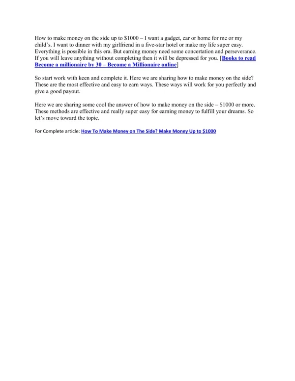 how to make money on the side up to 1000 i want