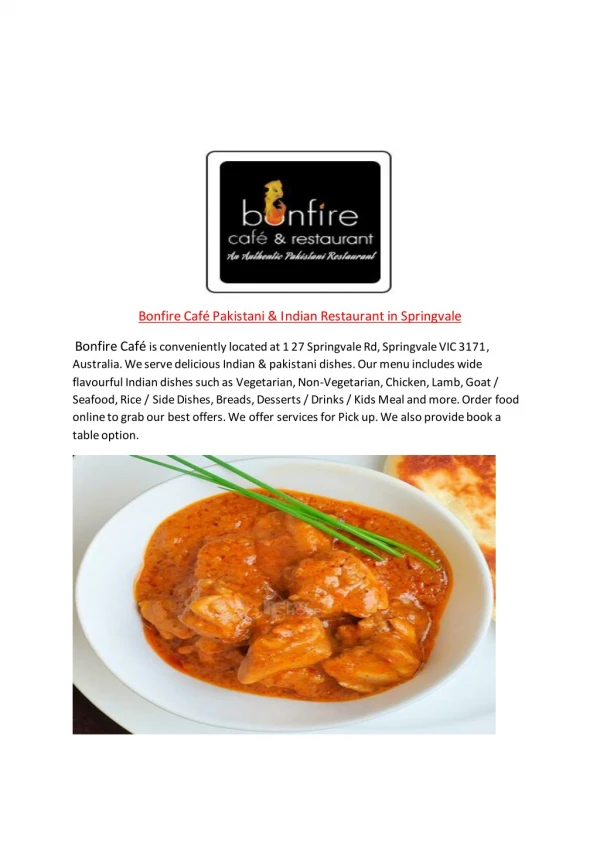 25% Off -Bonfire Cafe-Springvale - Order Food Online