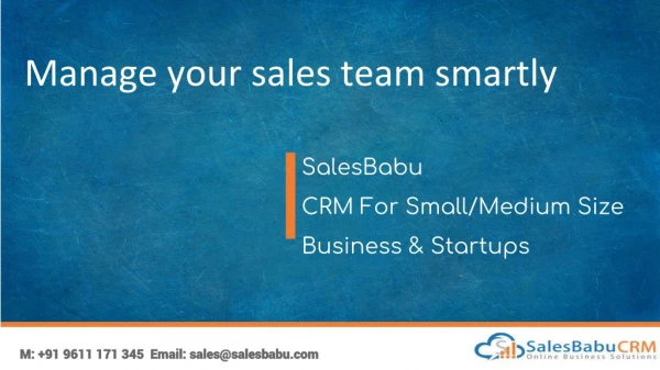 Manage your sales team smartly