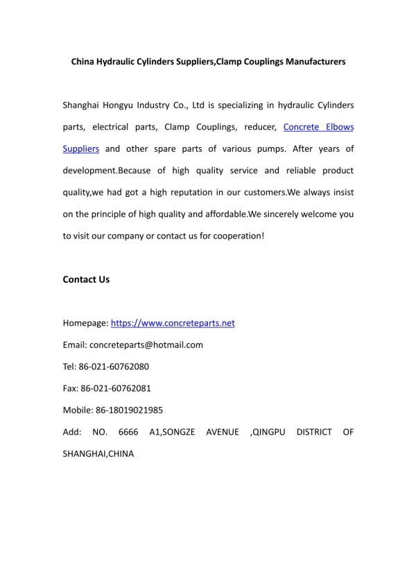ShangHai Hongyu Industry Co,. Ltd.