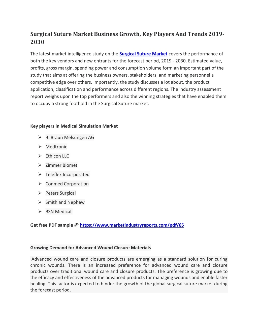 surgical suture market business growth