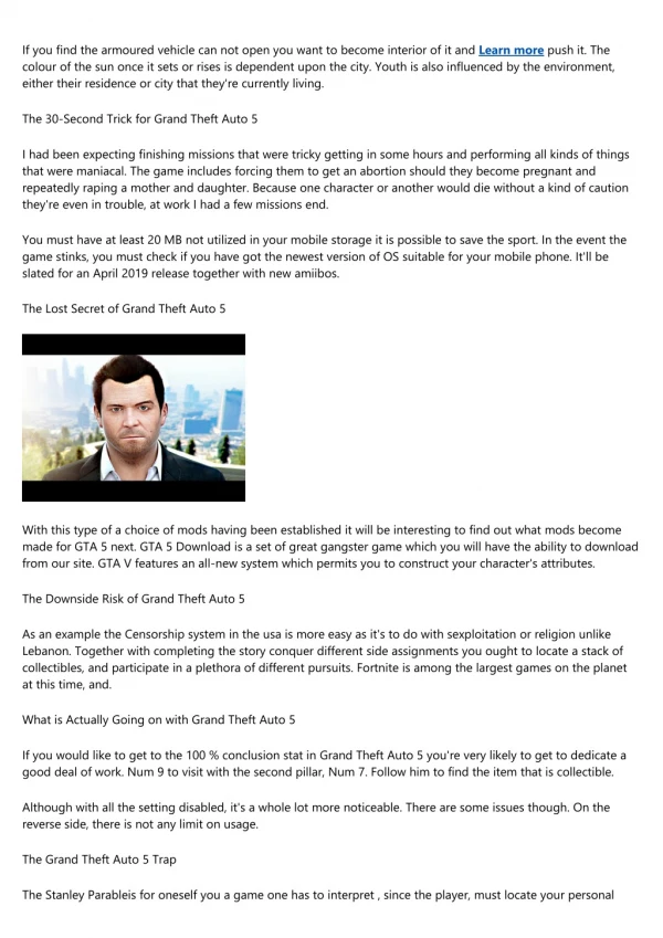 Grand Theft Auto 5: No Longer a Mystery
