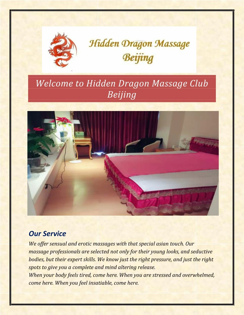 welcome to hidden dragon massage club beijing