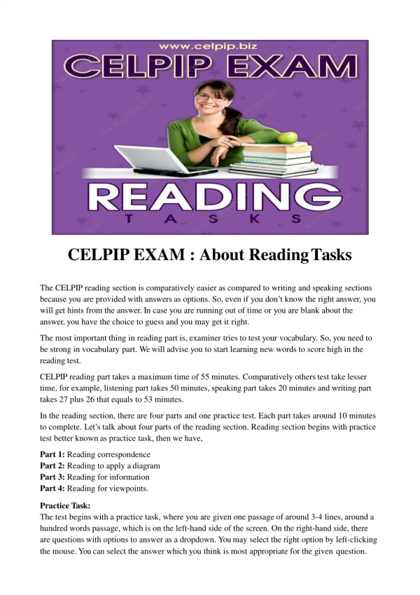 CELPIP EXAM : About Reading Tasks