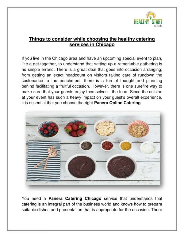 Things to consider while choosing the healthy catering services in Chicago
