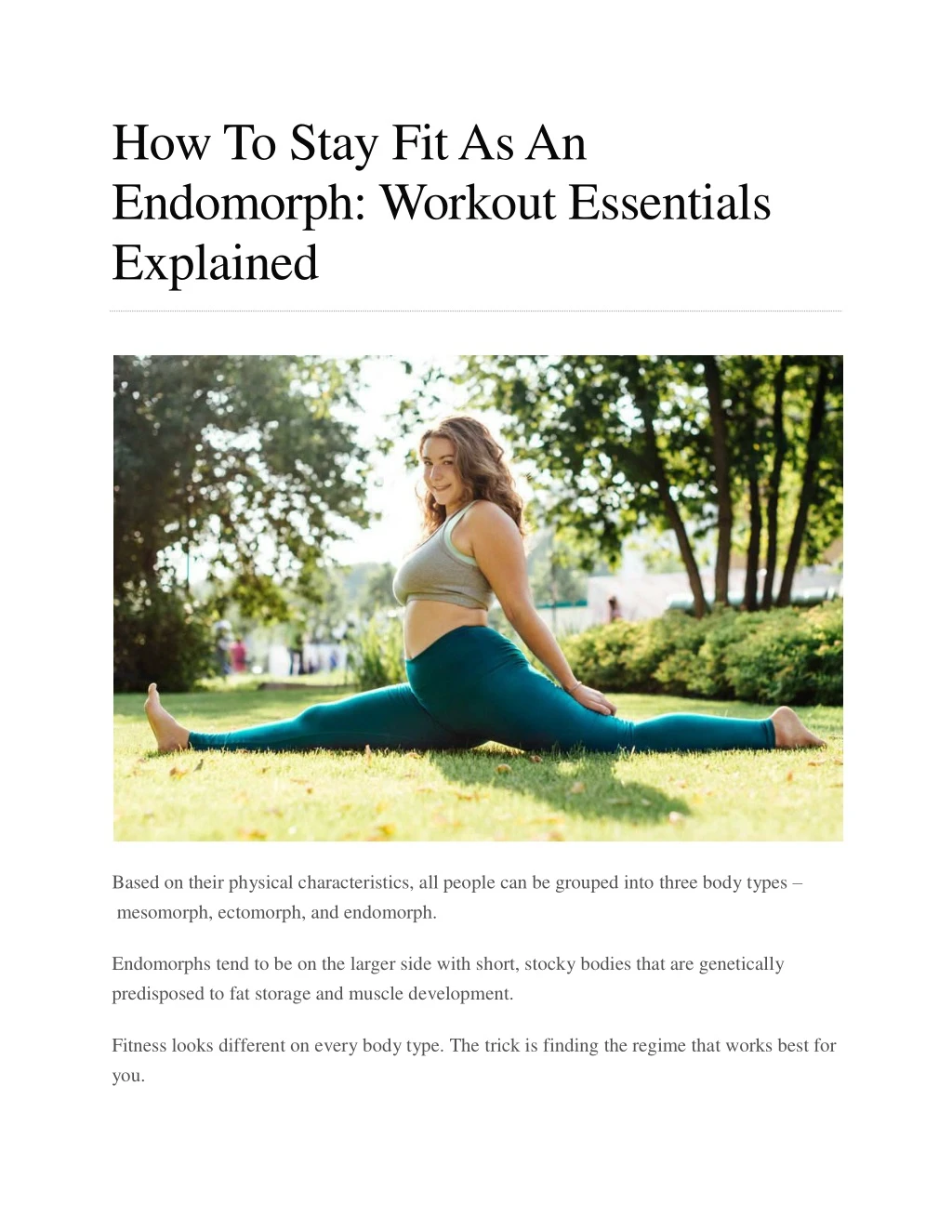 how to stay fit as an endomorph workout