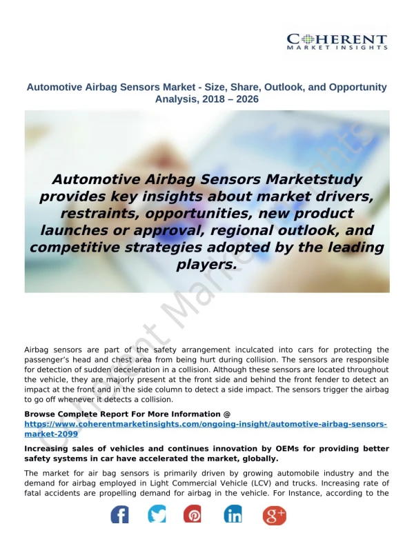 Automotive Airbag Sensors Market