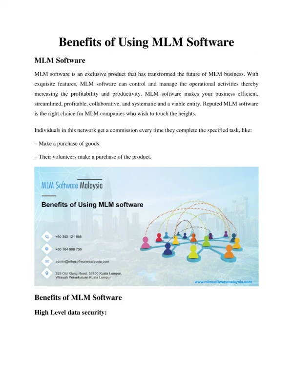 Benefits of Using MLM Software